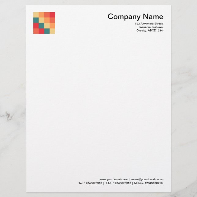 Modèle De Papier À En-tête Carré couleur 017 (Devant)