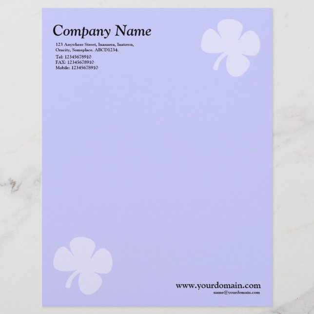 Modèle De Papier À En-tête Clover - Bleu clair (Devant)