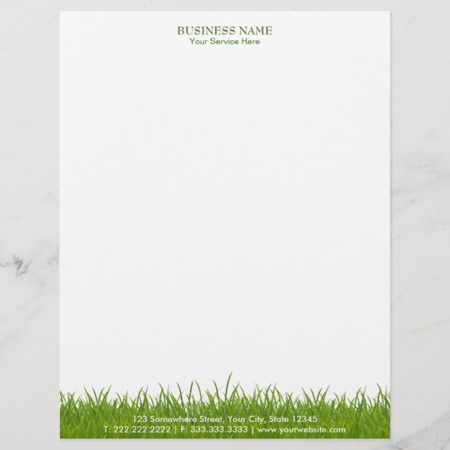 Modèle De Papier À En-tête Élégant Green Grass Plain Business (Devant)