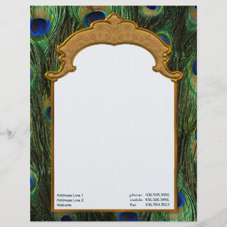 Modèle De Papier À En-tête En-tête de plume de paon - Personnaliser