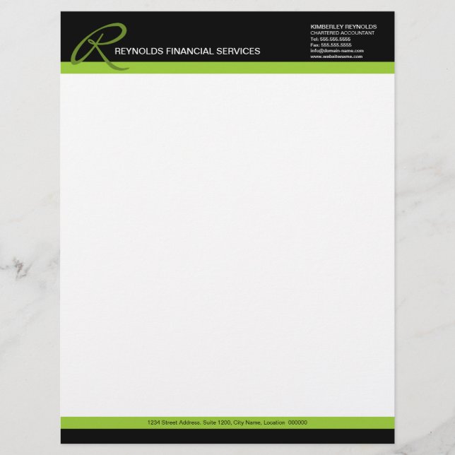 Modèle De Papier À En-tête En-tête professionnel Monogramme (Devant)