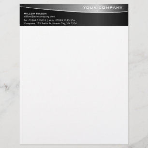 Modèle De Papier À En-tête En-tête professionnelle en acier inoxydable noir v