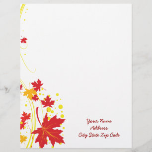 Modèle De Papier À En-tête Feuilles d'érable en couleurs d'automne en papier 
