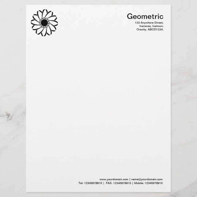 Modèle De Papier À En-tête Fleur géométrique (Devant)