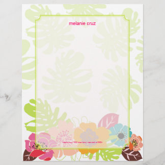 Modèle De Papier À En-tête Fleur rétro, choisissez votre couleur de fond préf