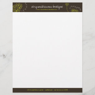 Modèle De Papier À En-tête Fleurs Chrysanthème Vert Élégant Chic Floral