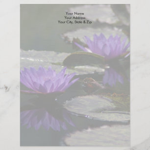 Modèle De Papier À En-tête Fleurs de lotus bleu cobalt