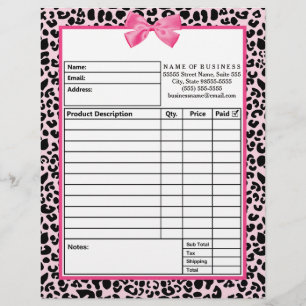 Modèle De Papier À En-tête Formes d'ordre roses Girly de boutique d'arc