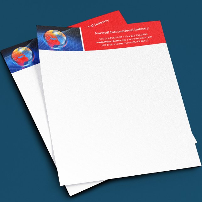 Modèle de papier à en-tête Global Business Globe (Créateur téléchargé)