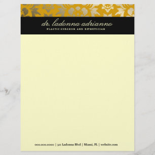 Modèle De Papier À En-tête jaune d'or de la damassé 311-Ladonna