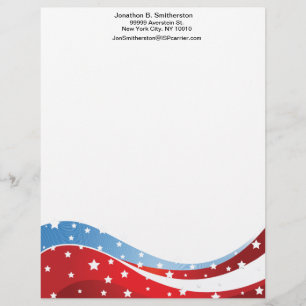 Modèle De Papier À En-tête Le fond bleu patriotique centré