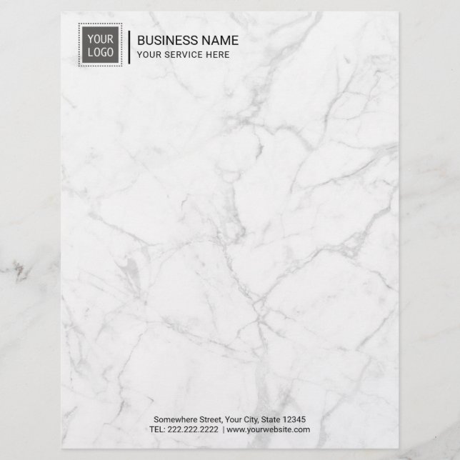 Modèle De Papier À En-tête Logo personnalisé de l'entreprise Marbre blanc mod (Devant)