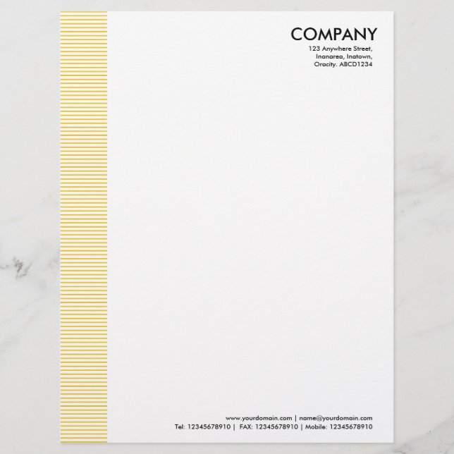 Modèle De Papier À En-tête Marge de ligne - Ambre (Devant)