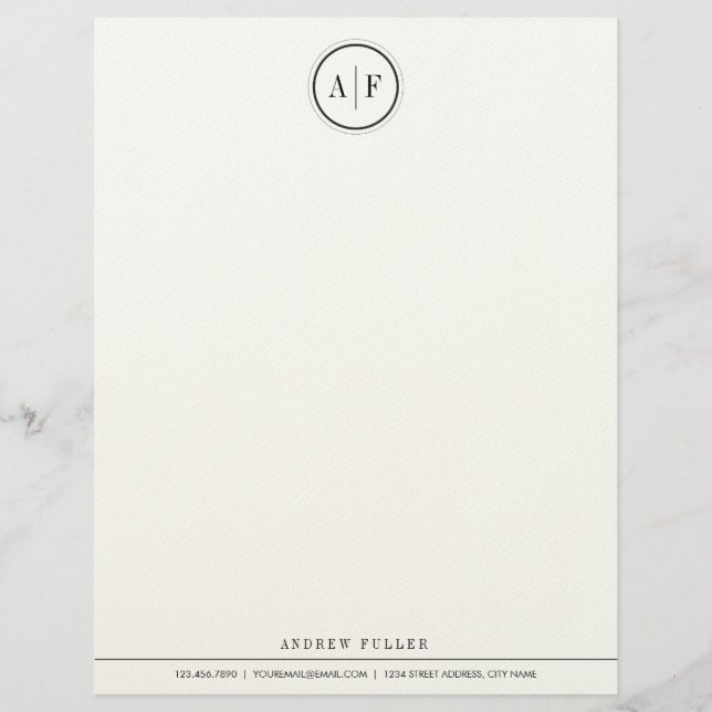 Modèle De Papier À En-tête Monogramme classique (Devant)