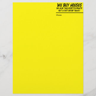 Modèle De Papier À En-tête Nous achetons des Chambres tête jaune de lettre