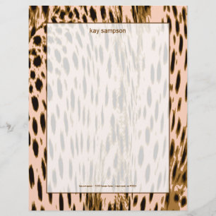 Modèle De Papier À En-tête Papier Cheetah, arrière - plan rose