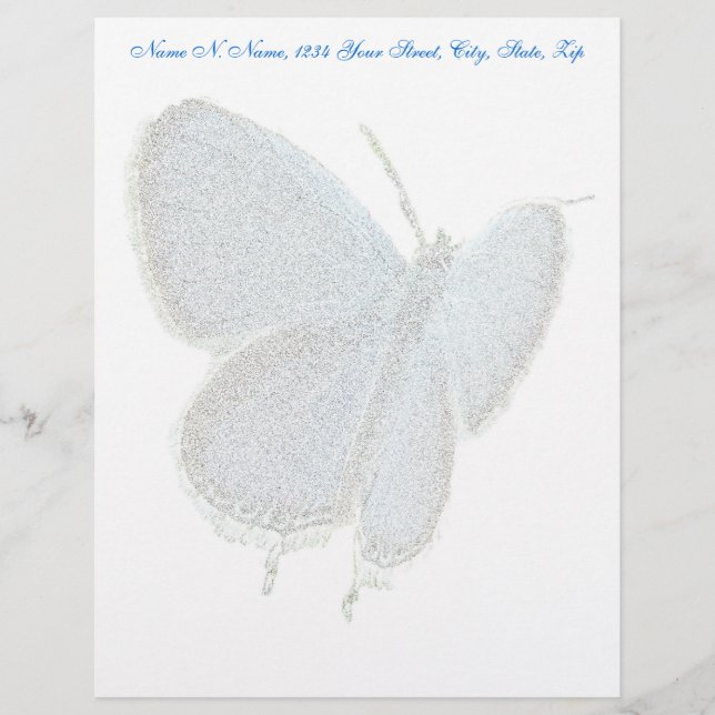 Modèle De Papier À En-tête Papillon bleu à queue orientale (Devant)