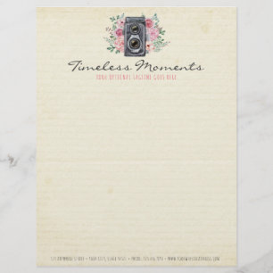 Modèle De Papier À En-tête Photographe rustique d'appareil-photo vintage de