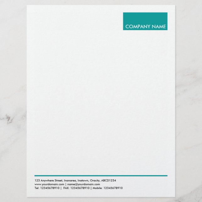 Modèle De Papier À En-tête Rectangle - Turquoise profond (Devant)