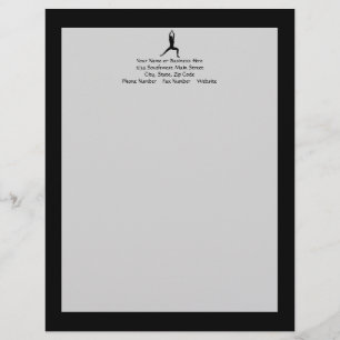 Modèle De Papier À En-tête Silhouette de pose de yoga de guerrier