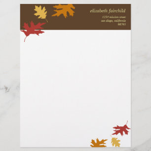 Modèle De Papier À En-tête Simplement la chute laisse à automne le thème brun