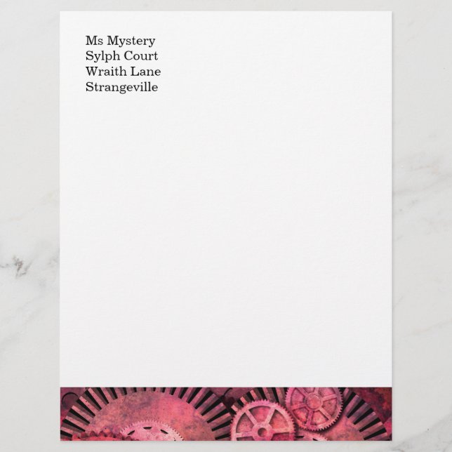Modèle De Papier À En-tête Steampink Steampunk rose (Devant)