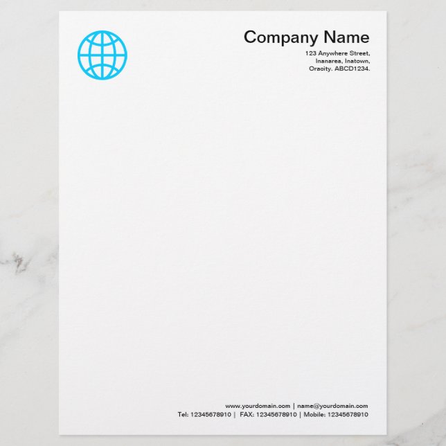 Modèle De Papier À En-tête Symbole du monde - Sky Blue (Devant)