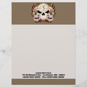 Modèle De Papier À En-tête Tatouage Crâne Huit Boule en-tête Papeterie