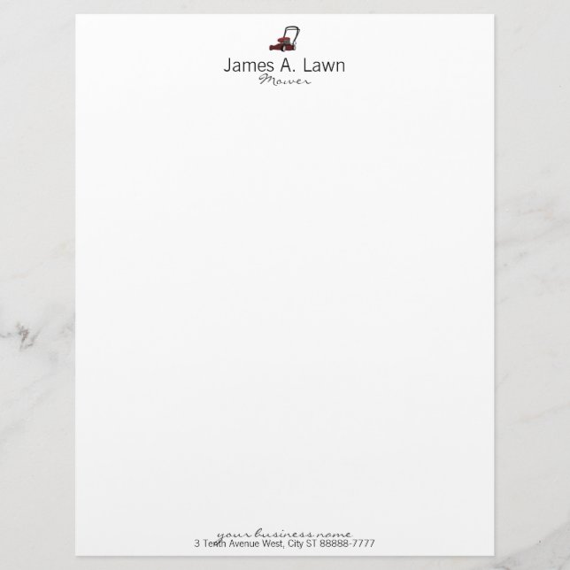 Modèle De Papier À En-tête Tondeuse à gazon (Devant)