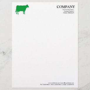 Modèle De Papier À En-tête Vache verte d'herbe - Blanc