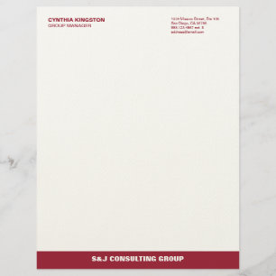 Modèle De Papier À En-tête Vin rouge rayure ecru entreprise professionnelle