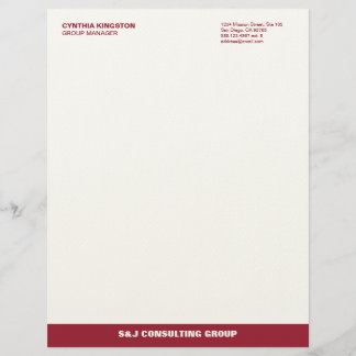Modèle De Papier À En-tête Vin rouge rayure ecru entreprise professionnelle