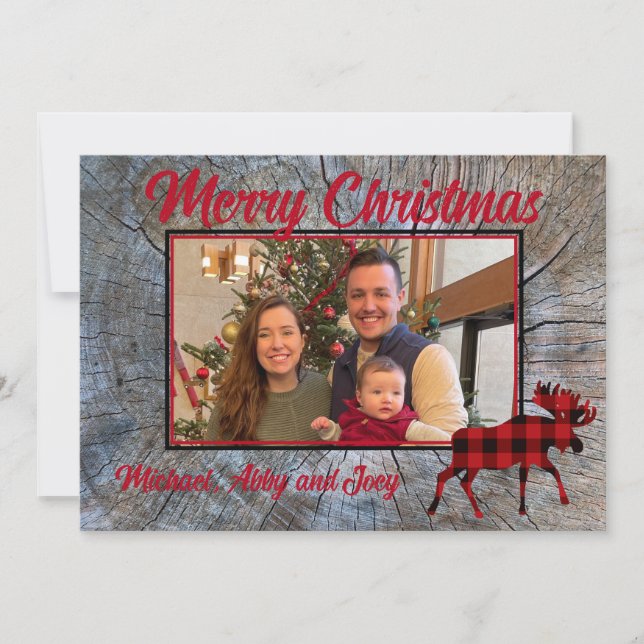 Modèle de photo à carreaux rouges de style rustiqu (Devant)