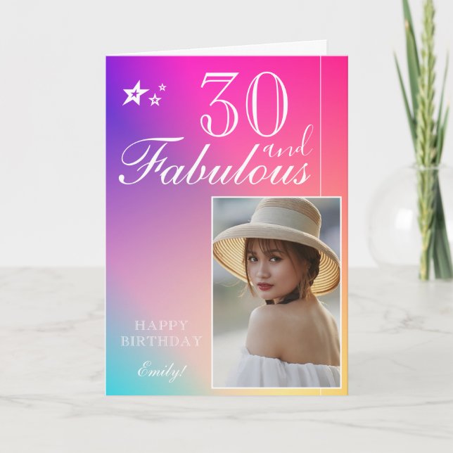 Modèle de photo d'anniversaire élégant pour 30 ans (Devant)