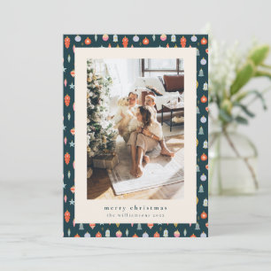 Modèle de photo de famille Noël ornement vintage