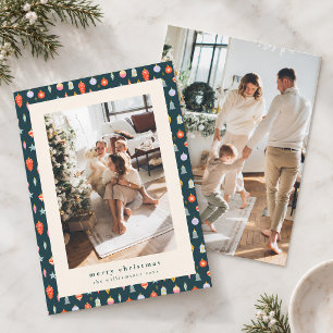 Modèle de photo de famille Noël ornement vintage