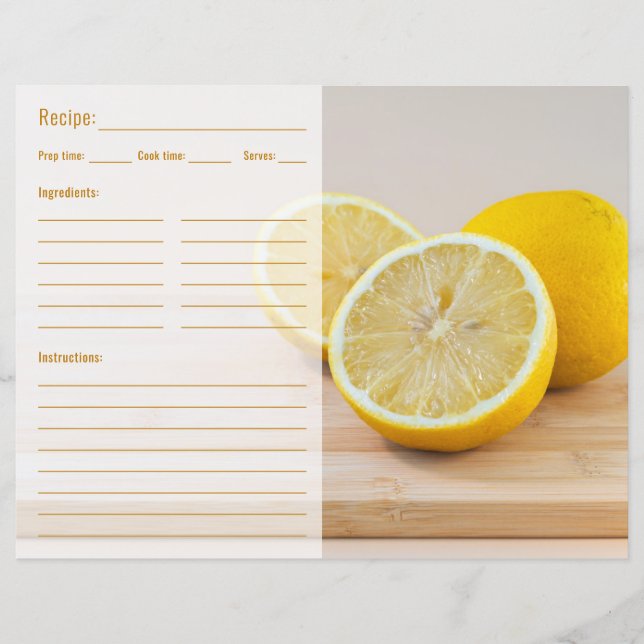 Modèle de photo de nourriture au citron avec recet (Devant)