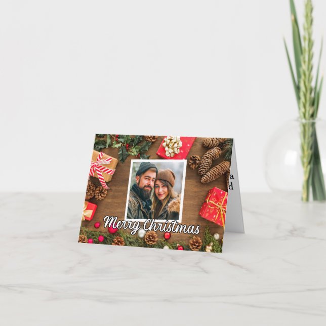 Modèle de photo de vacances rustique Joyeux Noël (Devant)