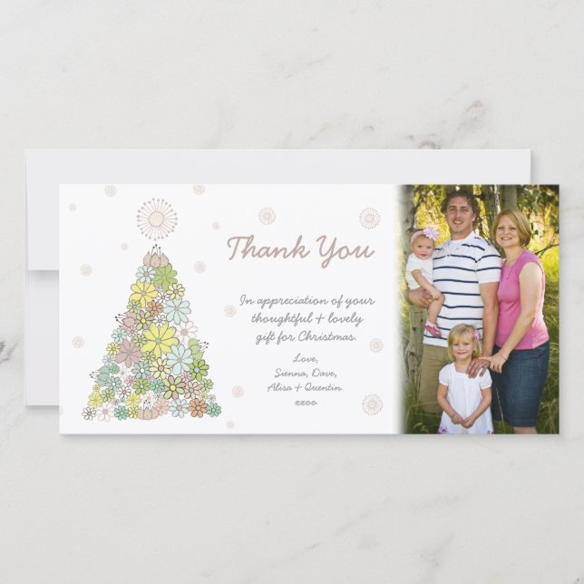 Modèle de Photocard d'arbre de Noël de fleur de Me (Devant)