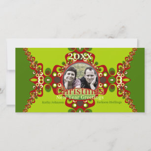 Modèle de photocard de Noël vert groovy