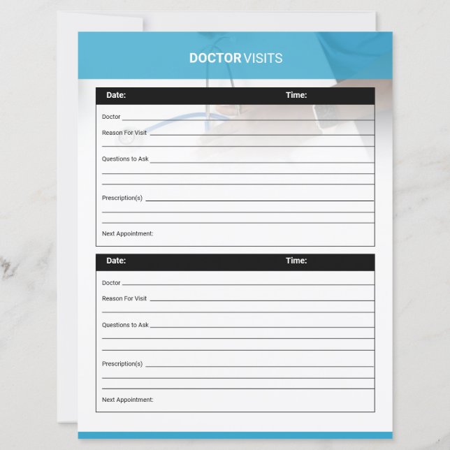 Modèle de planificateur de visite chez le médecin (Dos)