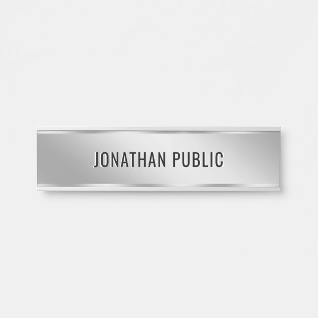 Modèle de plaque de porte élégante en argent avec  (Devant)