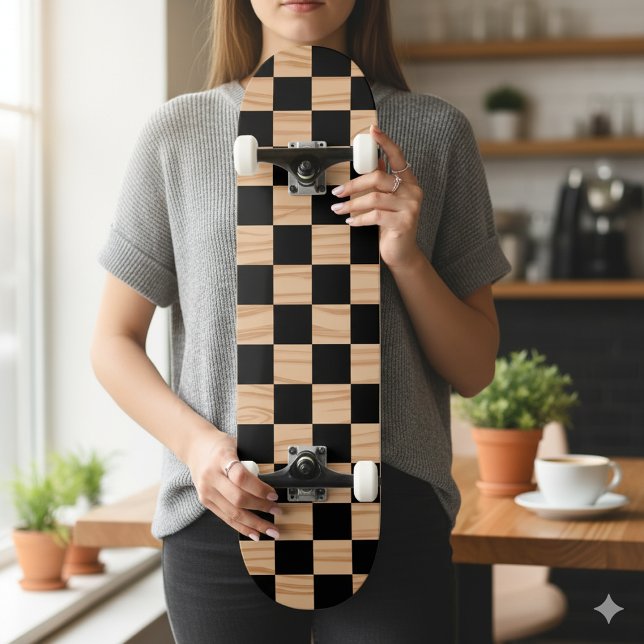 Modèle de plateau de skateboard à dames carrées gr (Bold Square Checkers Skateboard Deck Pattern Design)