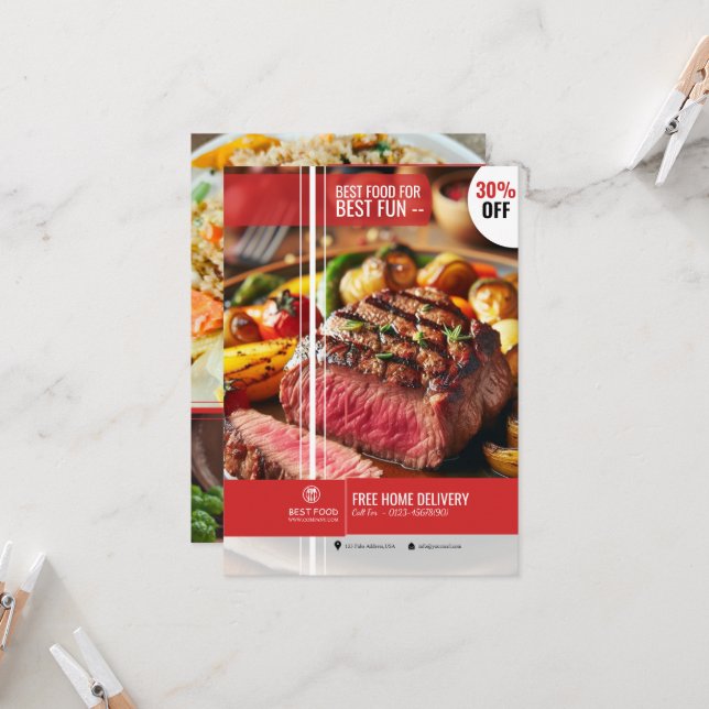 Modèle de présentoir de menu de restaurant (Devant/Arrière en situation)