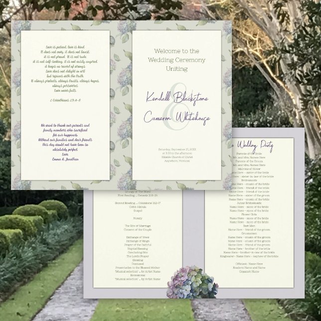 Modèle de programme de mariage à l'église plié flo (Créateur téléchargé)