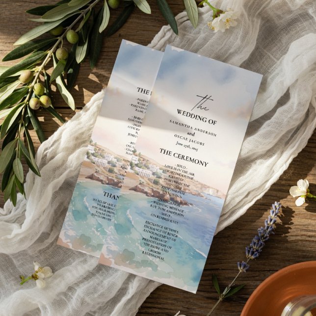 Modèle de programme de mariage à Santorin | Médite (Créateur téléchargé)