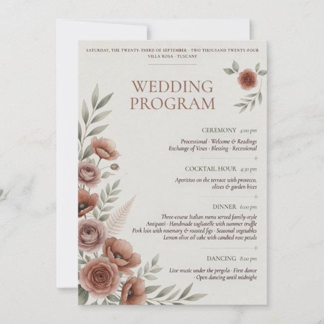 Modèle de programme de mariage | Élégant mariage f (Devant)