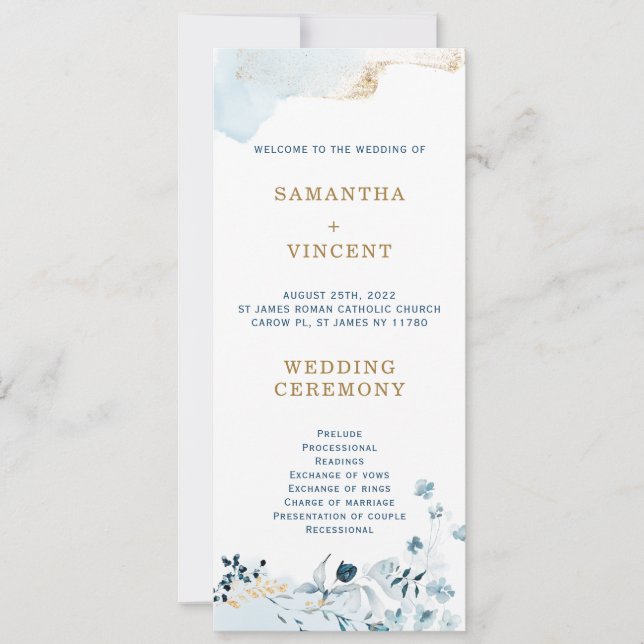 Modèle de programme personnalisé bleu marine et or (Devant)