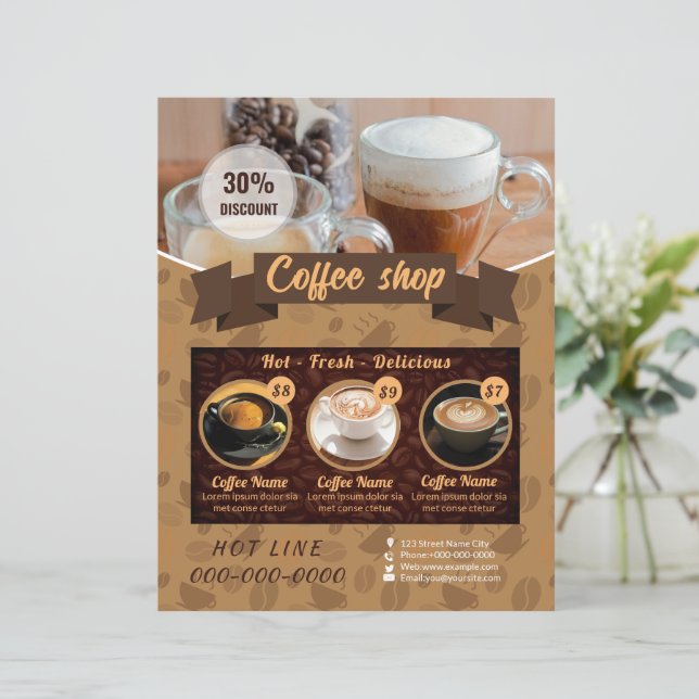 Modèle de prospectus de café (Debout devant)