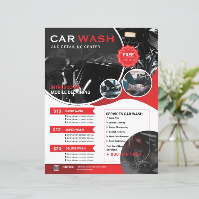 Modèle de prospectus de lavage de voiture (Debout devant)
